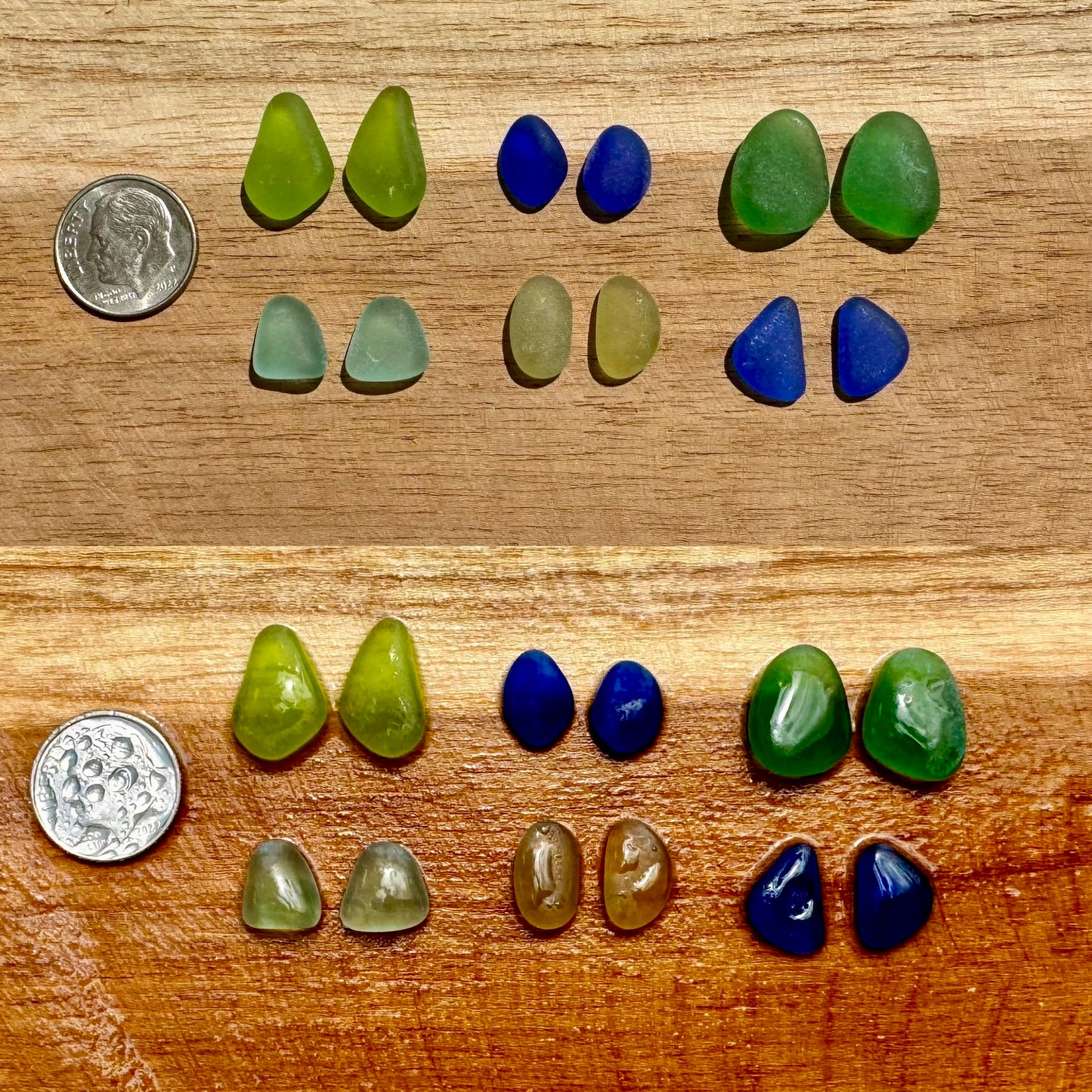 Seaglass paired earring lot