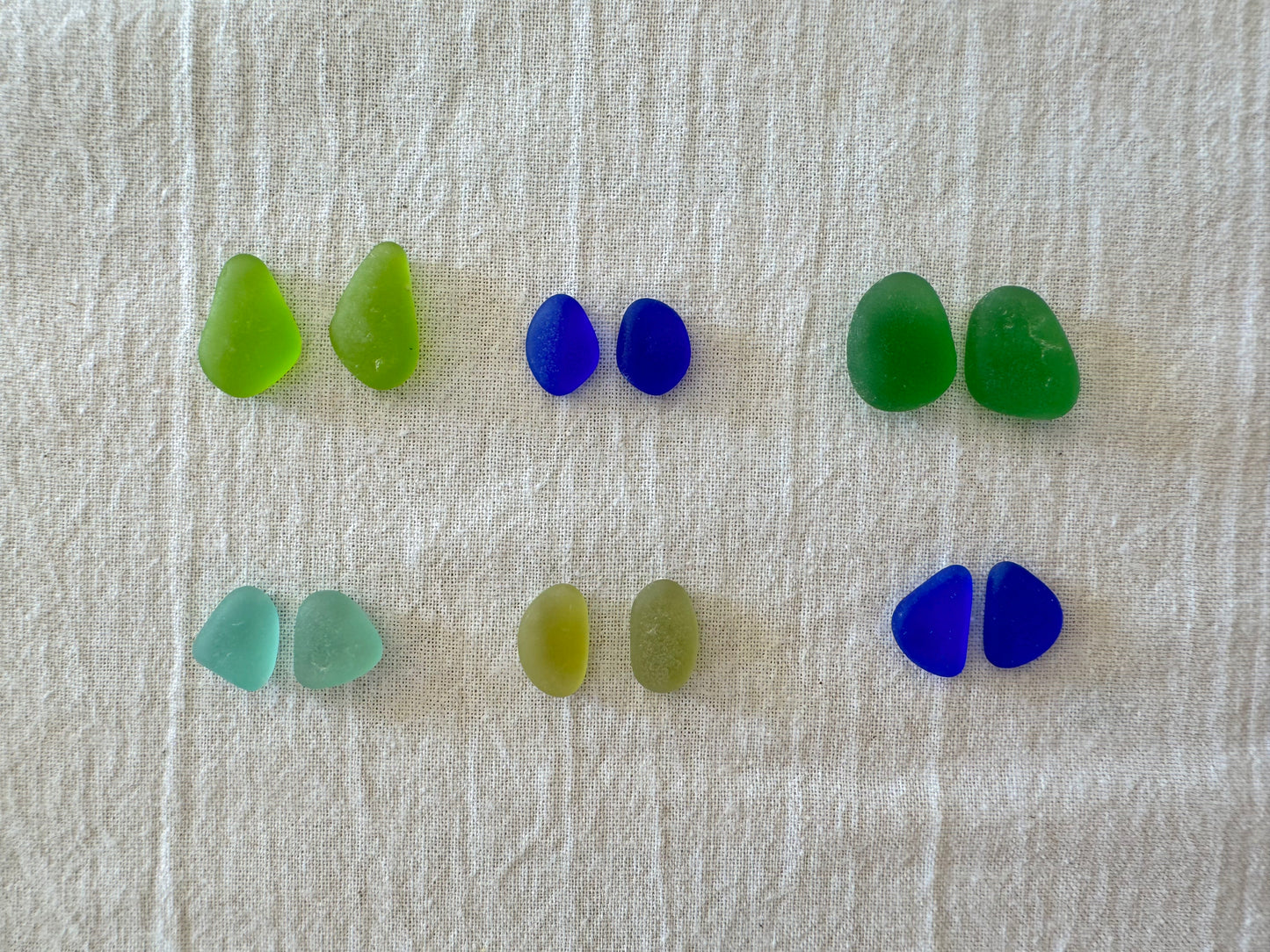 Seaglass paired earring lot